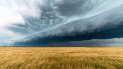 Poster - Dramatic Storm Clouds Over Wheat Field - Nature, Weather, Landscape,  Photography