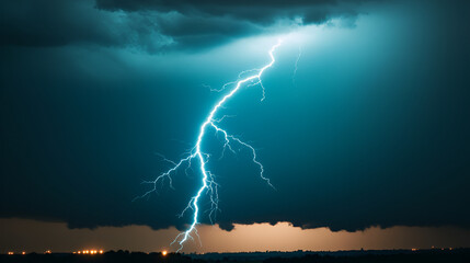 Poster - Dramatic Lightning Strike During a Thunderstorm with Dark Clouds