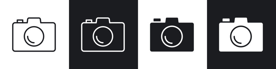 Wall Mural - camera icon in filled and stroke