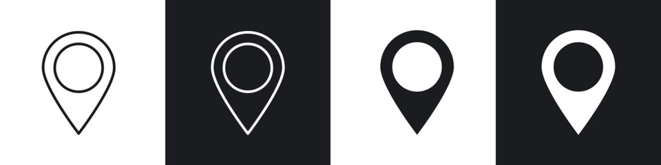 Wall Mural - map marker outlined and solid icon vector collection.