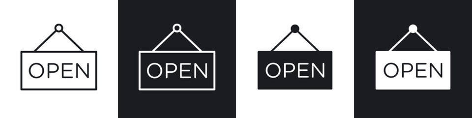 Wall Mural - open sign icon in filled and stroke