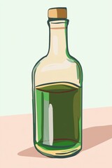 Wall Mural - Illustrative Green Bottle with Cork Stopper