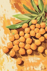 Wall Mural - Stylized Illustration of Orange Berries with Leaves