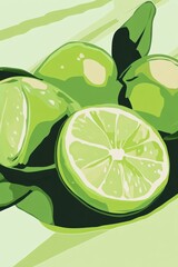 Wall Mural - Vibrant Limes on a Green Surface