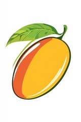 Illustration of a Fresh Mango with Leaf