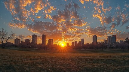 Golden sunlight from skycraper