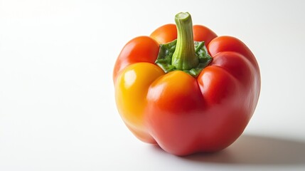 Wall Mural - A Single Red and Yellow Bell Pepper on a White Background