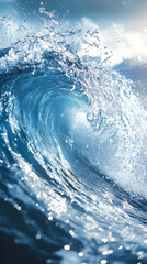 Wall Mural - Photo of a Powerful Blue Ocean Wave Breaking