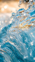 Wall Mural - Golden Hour Water Photo - Glistening Blue Wave