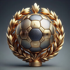 Soccer football trophy 3d illustration isolated on muted plain background