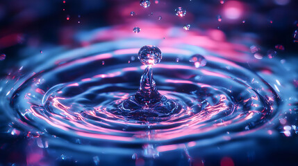 Wall Mural - Neon Water Drop Abstract Photography