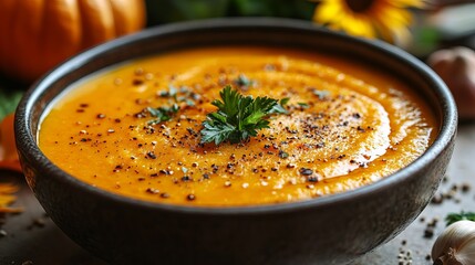 Wall Mural - Pumpking soup ready to be served