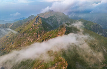 Fagaras Mountain, Romania, in summer, aerial view