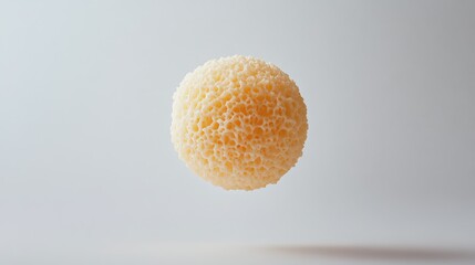 Wall Mural - A Close-Up of a Yellow Sponge Sphere Against a White Background