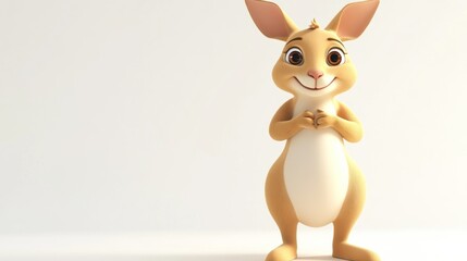 A cheerful animated rabbit character with a friendly expression, standing upright.