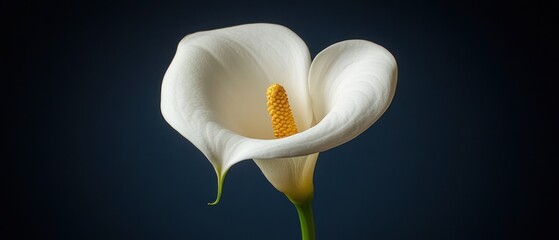 Poster - A Single White Calla Lily with a Yellow Stamen