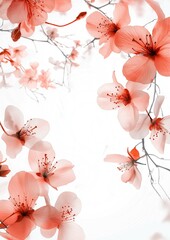 Wall Mural - Simple floral design with soft petals framing a clean, white space in the middle.