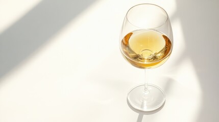 Wall Mural - A Glass of White Wine with Sunlight Illuminating It