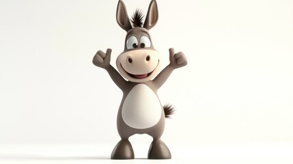 A cheerful cartoon donkey with a big smile and thumbs up, conveying happiness and positivity.