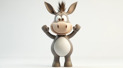 A cheerful cartoon donkey with a raised fist, exuding a playful and positive vibe.