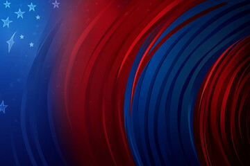 Patriotic Red and Blue Abstract Concept: Stars and Stripes Split Design for U.S. Elections and National Pride