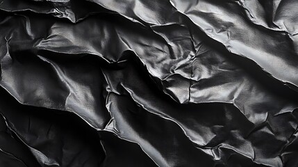 Wall Mural - Abstract texture of crumpled black paper with a grainy texture.