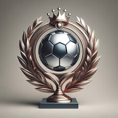 Soccer football trophy 3d illustration isolated on muted plain background