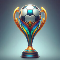 Soccer football trophy 3d illustration isolated on muted plain background