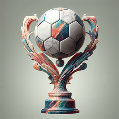 Soccer football trophy 3d illustration isolated on muted plain background