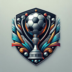 Soccer football trophy 3d illustration isolated on muted plain background