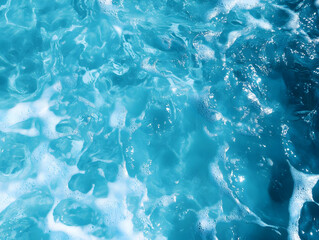 Wall Mural - Crystal Clear Aqua Blue Water with Bubbles Abstract Background Photo