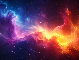 Wall Mural - Cosmic Dance Abstract Illustration: Vibrant Nebula with Stars