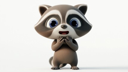 Poster - A cute animated raccoon character with large eyes, expressing excitement or surprise.