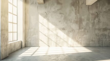 Wall Mural - Stucco Room with Light Beam Backdrop for Product Presentation.