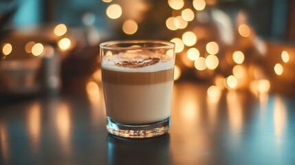 Canvas Print - A glass of coffee with a brown foam on top