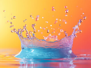 Wall Mural - Water Splash Realistic Image - Blue and Orange