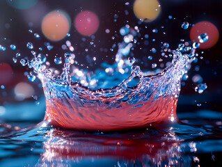 Wall Mural - Water Splash Photo - Colorful Crown of Liquid Energy