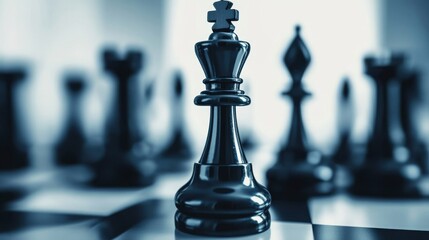 Close-up of a chess queen on a chessboard, representing strategy, leadership and success for strategy session focused on goal alignment.