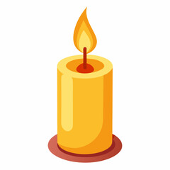 Sticker - burning candle on a white background