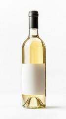 Wall Mural - Photo of a white wine bottle isolated on a white background with a blank label