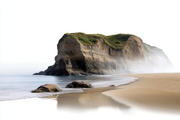 Sticker - Beautiful coastal cliffs, nature element, digital painting, natural colors, isolated on white background