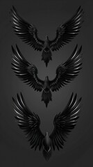 Wall Mural - Set of black wings icons. Wings badges. Collection wings badges. Vector illustration