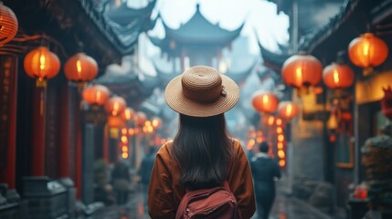 Woman Exploring a Chinese City