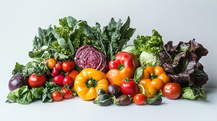 A Colorful Arrangement of Fresh Vegetables on a White Surface