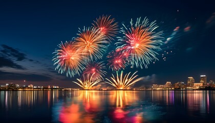 Wall Mural - fireworks over the city