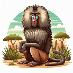 Cute Baboon Vector Cartoon illustration