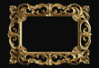 © Designar-Dive - Ornate golden vintage frame, baroque style, black background with copy space