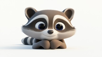 Poster - A cute, cartoonish raccoon character with big eyes and a playful expression.