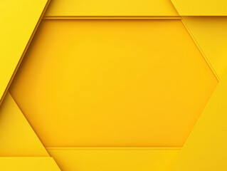 Wall Mural - Bright yellow geometric hexagon design, abstract shapes creating depth, yellow monochrome with a copy space for text.