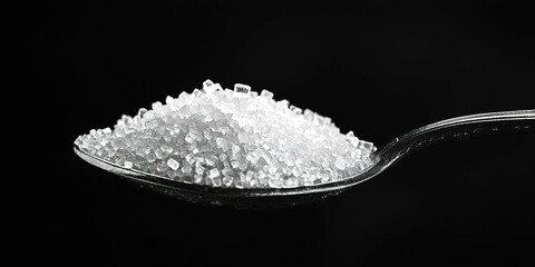 Macro photo of sugar in a spoon